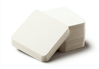 Blank square cards stacked on a light background, ideal for design mockups, advertising, personalization, crafts, games, or showcasing creative projects and artworks