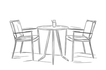 A vector depicting interior design furniture and decor, including a wooden coffee table with a cup of coffee or hot tea and a book, styled for a living room or bedroom in a flat style