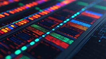 Obraz premium Colorful Abstract Data Visualization on Digital Screen Display