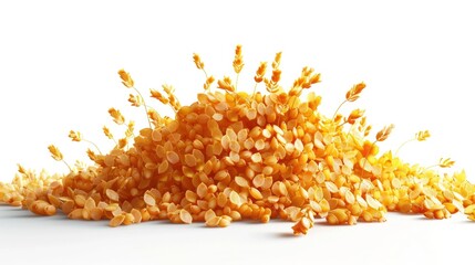 Heap of fresh golden corn kernels or maize grains piled on a rustic wooden table or surface  Organic healthy and natural agricultural food ingredient  Concept of farming harvest and abundance