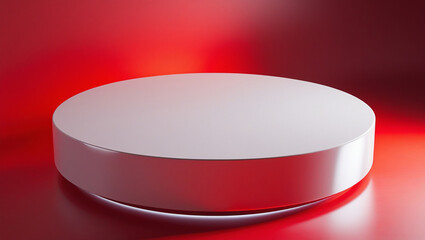 3D rendering white circular podium on red background High quality isolated background