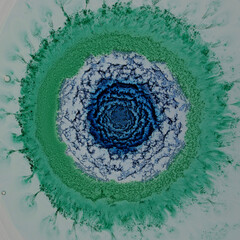 Abstract radial art with blue and green tones