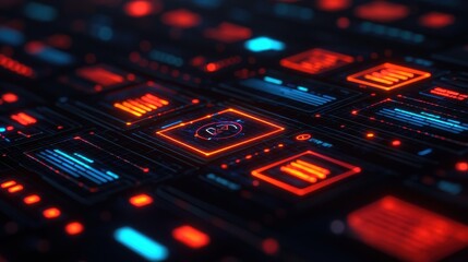 Obraz premium Futuristic Digital Interface with Glow Effect and Text Elements