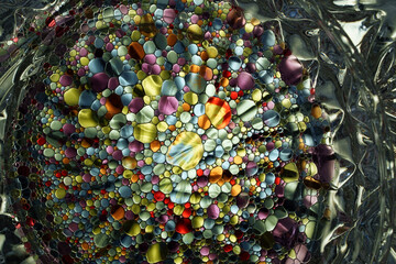 Abstract macro image of vibrant circular patterns