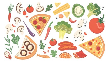 The Tempting Pizza for Vegetarian and Vegan on White Background: A Wholesome and Flavorful Option for All.