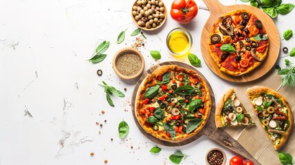 The Tempting Pizza for Vegetarian and Vegan on White Background: A Wholesome and Flavorful Option for All.
