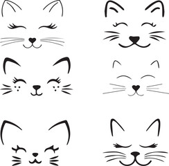 Cute Cat Face Silhouettes Collection