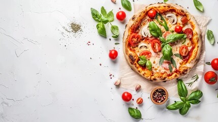 The Tempting Pizza for Vegetarian and Vegan on White Background: A Wholesome and Flavorful Option for All.
