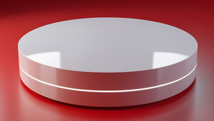 3D rendering white circular podium on red background High quality isolated background