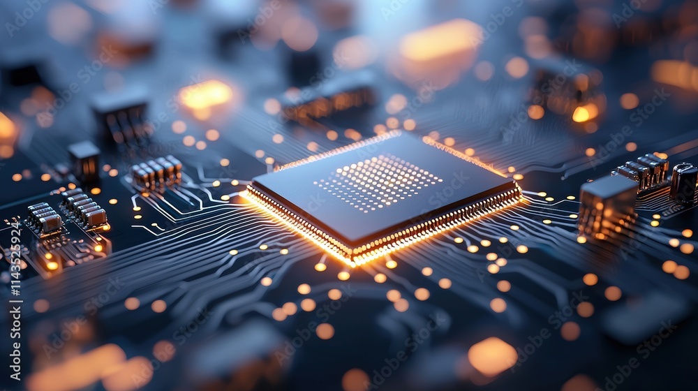 Poster a close up of a computer chip reveals a complex network of circuits and transistors, highlighting th