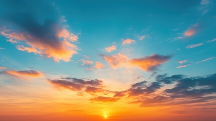 Fototapeta premium Breathtaking Sunset Sky with Vibrant Colors and Fluffy Clouds