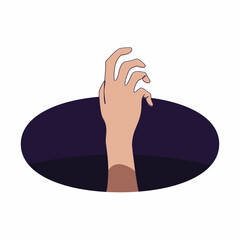 Illustration of a hand in hole, asking for help, drown in somethings
