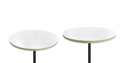 Beautiful empty white round wooden table PNG transparent.