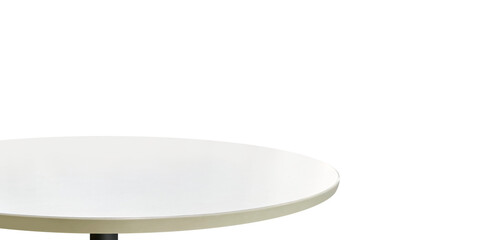 Beautiful empty white round wooden table PNG transparent.