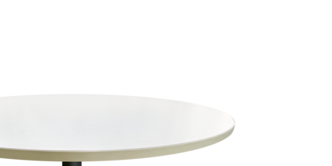 Beautiful empty white round wooden table PNG transparent.