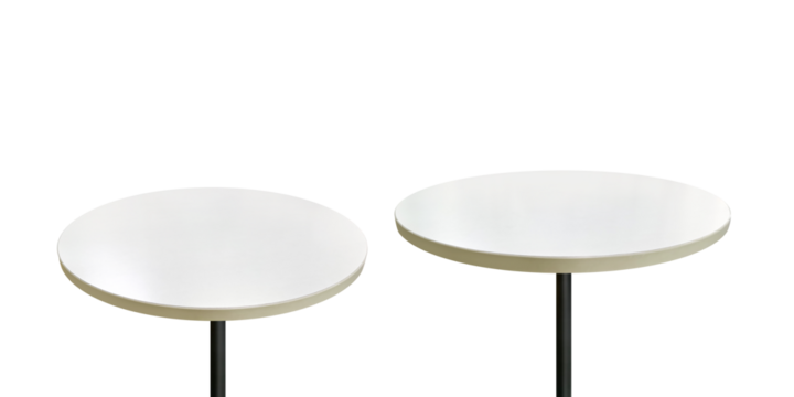 Beautiful empty white round wooden table PNG transparent.