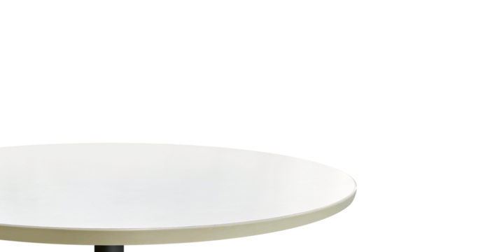 Beautiful empty white round wooden table PNG transparent.