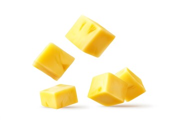 Illustration of cube sliced pineapple floating with white background