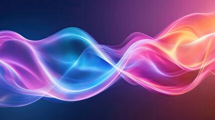Naklejka premium Vibrant Energy Flow: Abstract art featuring a dynamic wave of luminous, multicolored light, perfect for designs needing a sense of movement and energy. 