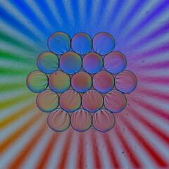 Rainbow radial abstract with circular textured forms