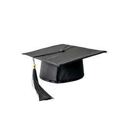 Isolated Black Graduation Cap with Gold Tassel on Black Background