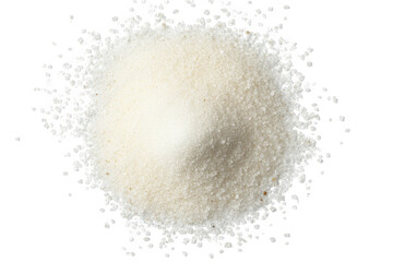 a pile of granulated white sugar isolated on a transparent background