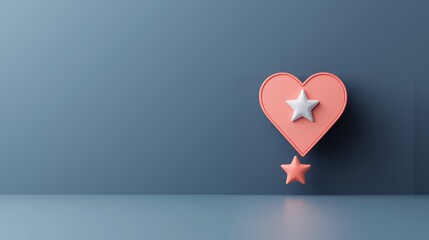 A 3D location pin with a glowing heart or star, casting a subtle shadow and adding a touch of elegance and sophistication to travel presentations or digital designs.