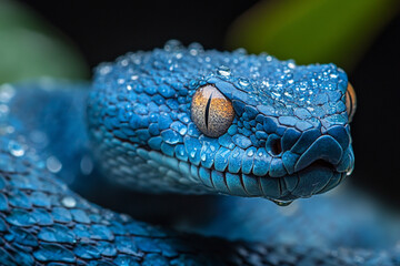 close up of a blue snake