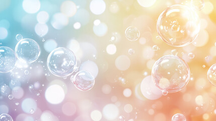 Dreamy Bubble Background: Pastel Rainbow Bubbles Floating in Soft Light 
