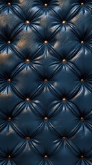 Fototapeta premium Luxurious dark navy blue leather tufted capitone diamond pattern abstract background Elegant modern and minimalist geometric surface texture design High end premium material for furniture