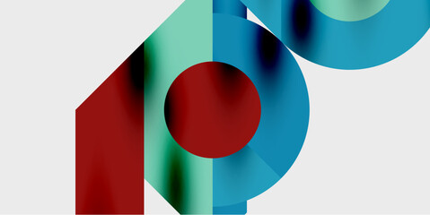 Fototapeta premium Modern abstract background featuring circles, lines, and triangles in a dynamic geometric composition. Perfect for stylish, tech, or creative-themed designs
