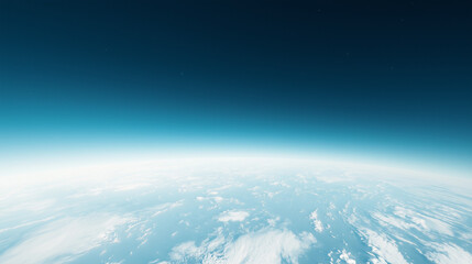 Earth's Embrace: A breathtaking view of the planet from above, showcasing the soft curve of the horizon, a vast expanse of clouds, and a mesmerizing blue sky.