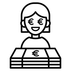 유로 지폐와 여성 아이콘