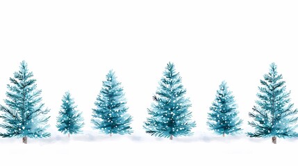 Winter Wonderland Background with Snowy Blue Christmas Trees