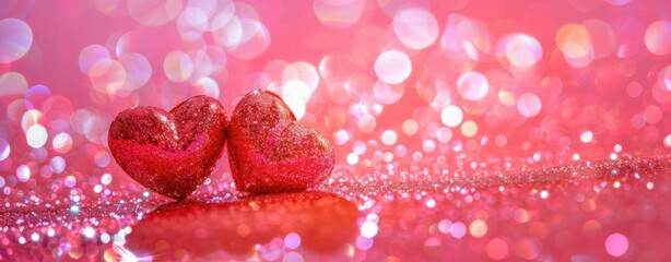 Social Media Engagement: Engaging visuals for social media posts to boost interaction around Valentine's Day. A pair of red hearts