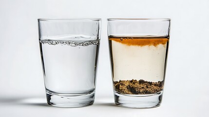Sedimentation Experiment: Clear vs. Cloudy Water Comparison. AI Generated