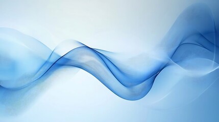 Naklejka premium Fluid blue waves gracefully flow across a smooth gradient background abstract digital art.. AI Generated