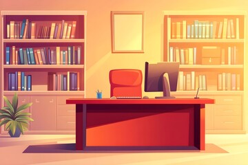 interior of a room silhouette vector art illustration open and lighting white modern office panoramic vision. front view. flat vector art illustration