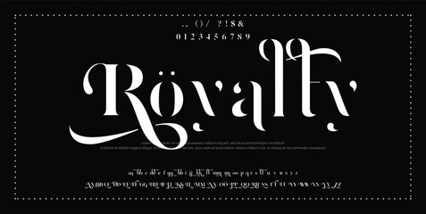 Elegant Font Uppercase Lowercase And Number. Classic Lettering Minimal Fashion Designs. Typography modern serif fonts regular decorative vintage concept. vector illustration