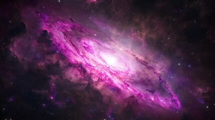 Naklejka premium Cosmic Nebula: Vibrant Purple Galaxy in Deep Space. AI Generated