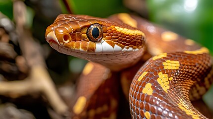 Fototapeta premium A Close Up Of A Brown And Orange Snake