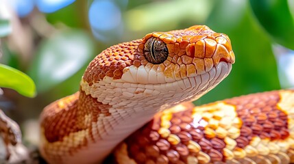 Obraz premium A Closeup Of A Beautiful Orange And White Snake