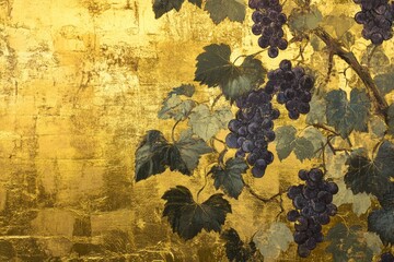 Luxurious Gold Leaf Texture Backdrop for Elegant Design and Grape Harvest Aesthetic