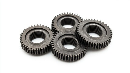 Gears. Mechanical technology machine engineering symbol in hand. Abstract wireframe low polygonal 3D gears. RPA. Industry development, engine work, business solution concept. Vector illustration.