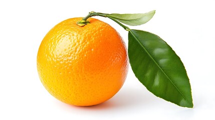 Bright orange fruit rests elegantly with vivid leaf close up photo. AI Generated