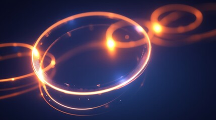 Abstract glowing circle lines on dark blue background. Geometric stripe line art design. Modern shiny blue lines. Futuristic technology concept. Suit for poster, cover, banner, brochure, website