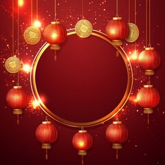 Frame Chinese New Year background with copy space