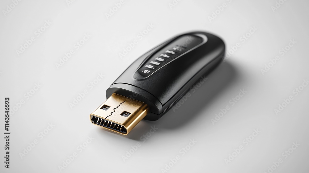 Poster closeup of a stylish wireless usb adapter device isolated on a pristine white background with subtle