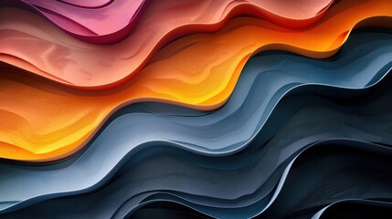 Vibrant abstract landscape composed of layered organic shapes fluid lines and gradient color transitions in warm fiery tones creating a dynamic futuristic and mesmerizing visual experience