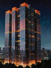 skyscrapers at night